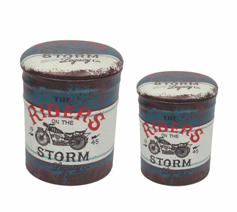 THEO - set di 2 pouf contenitore tondo poggiapiedi