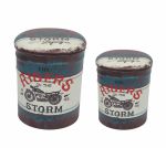 THEO - set di 2 pouf contenitore tondo poggiapiedi