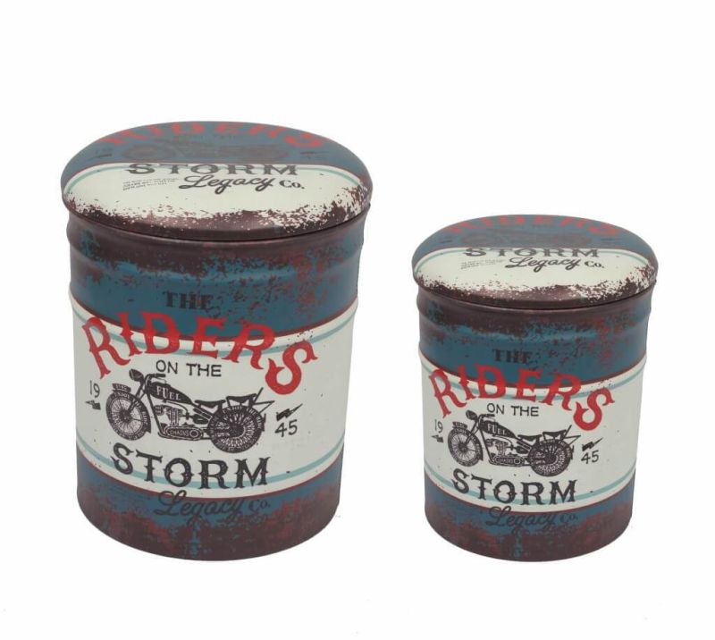 THEO - set di 2 pouf contenitore tondo poggiapiedi