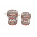 THEODORE - set di 2 pouf contenitore tondo poggiapiedi