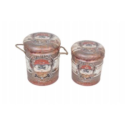 THEODORE - set di 2 pouf contenitore tondo poggiapiedi