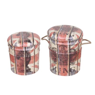 THEODORE - set di 2 pouf contenitore tondo poggiapiedi