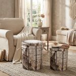 THEODORE - set di 2 pouf contenitore tondo poggiapiedi