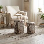 THEODORE - set di 2 pouf contenitore tondo poggiapiedi