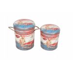 THEODORE - set di 2 pouf contenitore tondo poggiapiedi