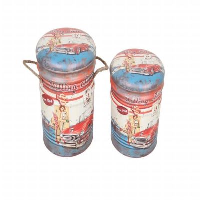 THEODORE - set di 2 pouf contenitore tondo poggiapiedi