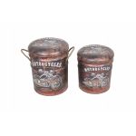 THEODORE - set di 2 pouf contenitore tondo poggiapiedi