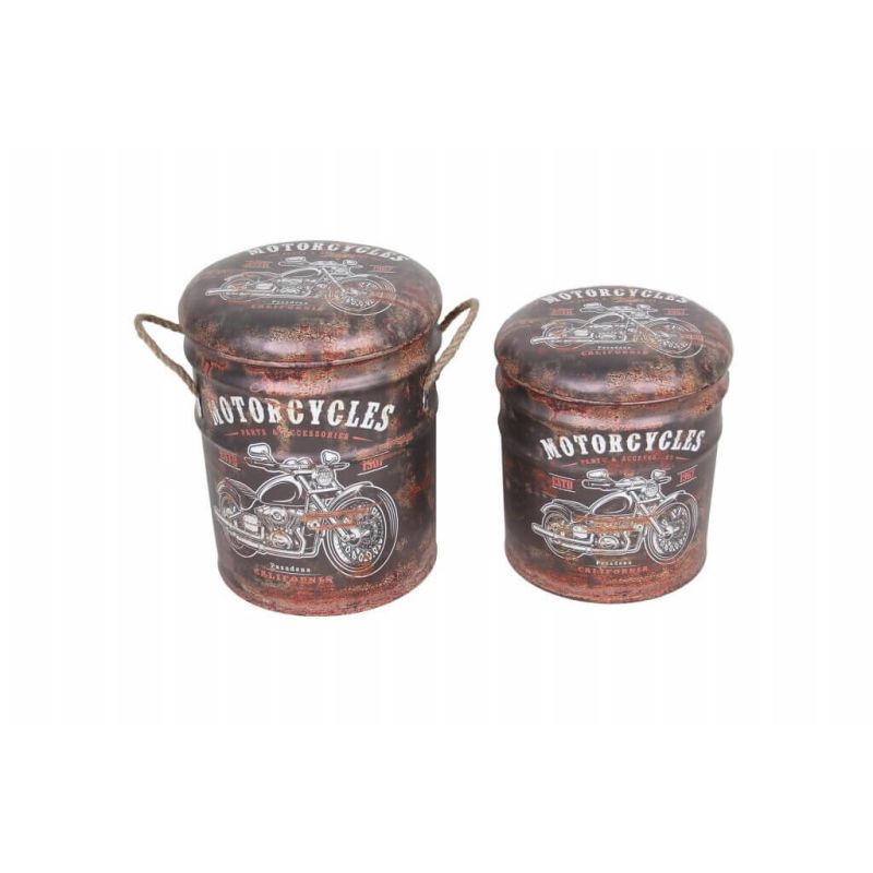 THEODORE - set di 2 pouf contenitore tondo poggiapiedi