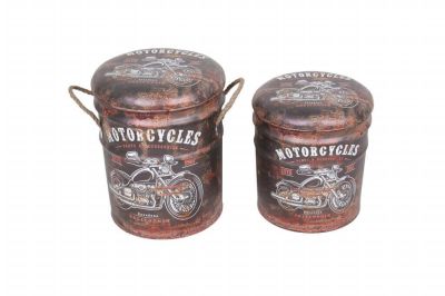 THEODORE - set di 2 pouf contenitore tondo poggiapiedi