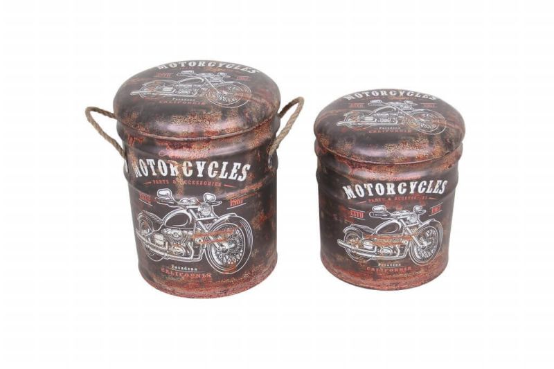 THEODORE - set di 2 pouf contenitore tondo poggiapiedi