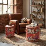 THEODORE - set di 2 pouf contenitore tondo poggiapiedi