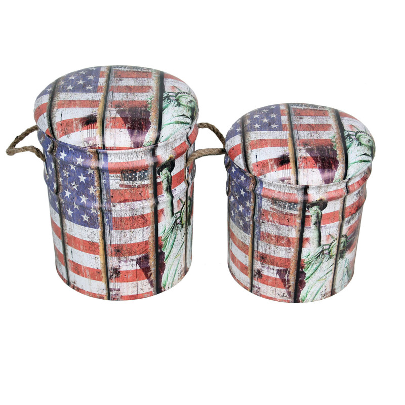 THEODORE - set di 2 pouf contenitore tondo poggiapiedi