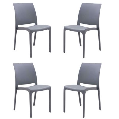 VOLGA - sedia da giardino in plastica set da 4