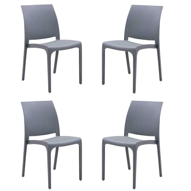 VOLGA - sedia da giardino in plastica set da 4