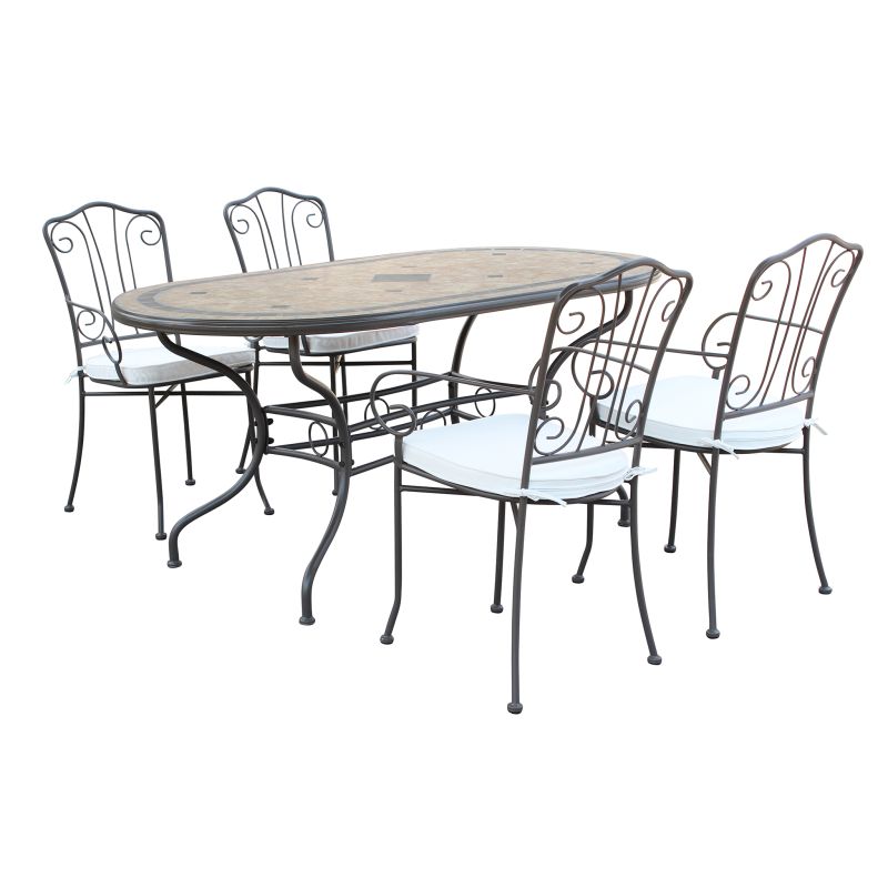 VENTUS - set tavolo in cm 160 x 90 x 74 h con 4 poltrone Ventus