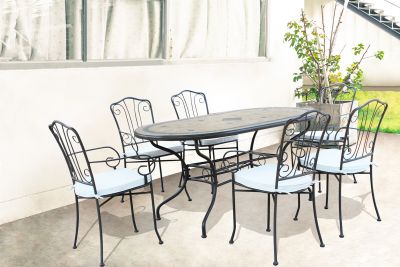 VENTUS - set tavolo in cm 160 x 90 x 74 h con 6 poltrone Ventus