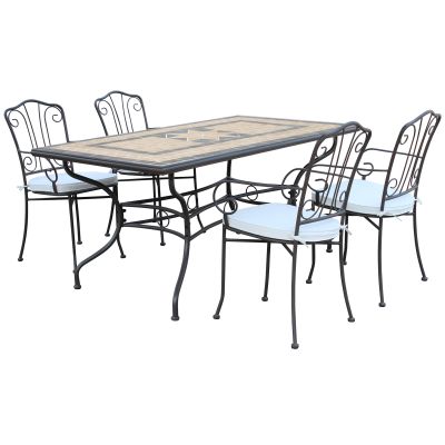 VENTUS - set tavolo in cm 160 x 90 x 74 h con 4 poltrone Ventus