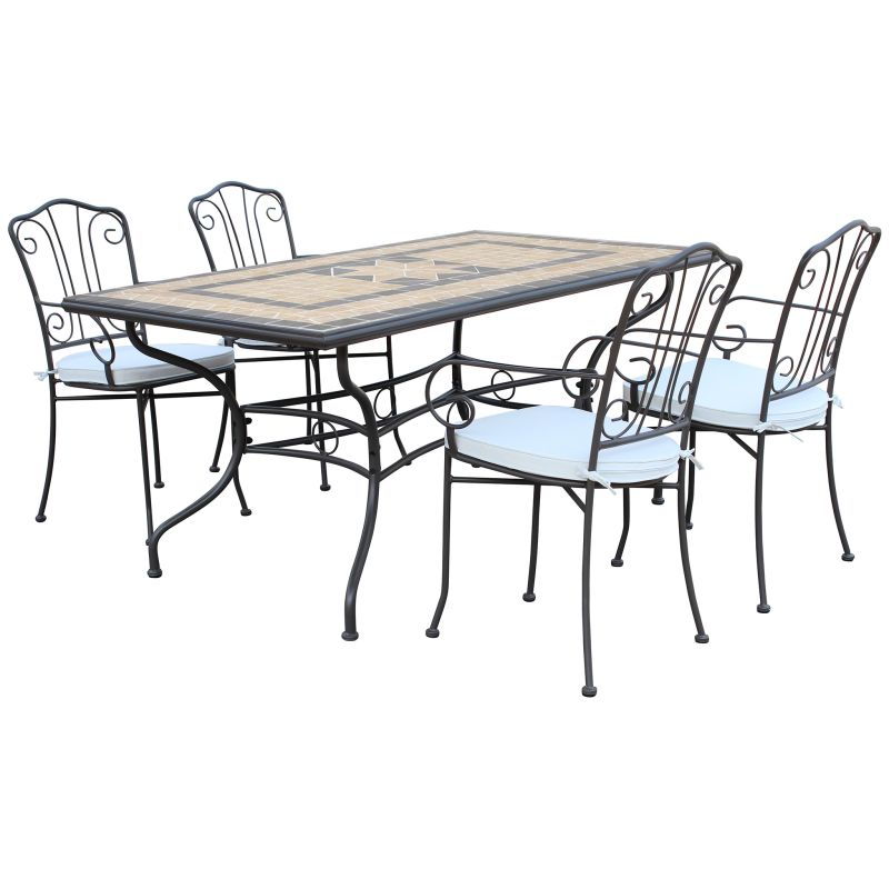 VENTUS - set tavolo in cm 160 x 90 x 74 h con 4 poltrone Ventus