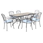 VENTUS - set tavolo in cm 160 x 90 x 74 h con 6 poltrone Ventus