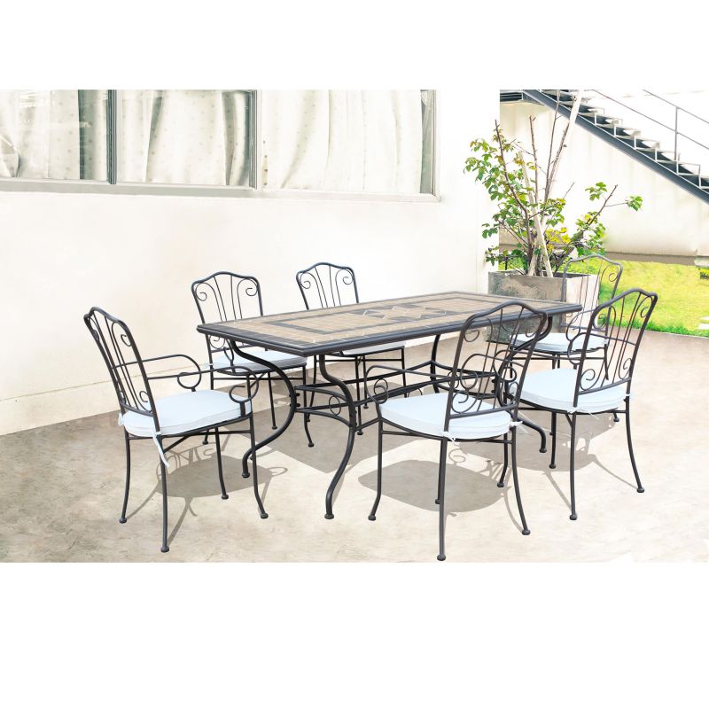 VENTUS - set tavolo in cm 160 x 90 x 74 h con 6 poltrone Ventus