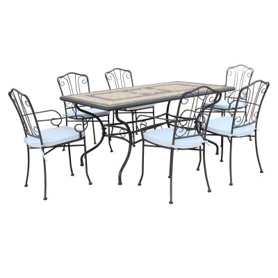VENTUS - set tavolo in cm 160 x 90 x 74 h con 6 poltrone Ventus