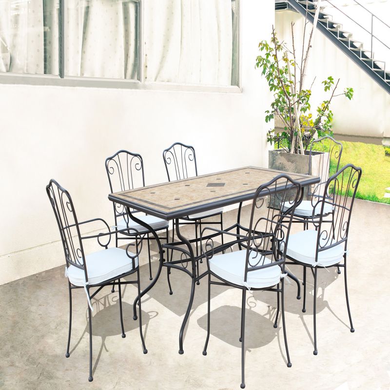 VENTUS - set tavolo in cm 160 x 90 x 74 h con 6 poltrone Ventus