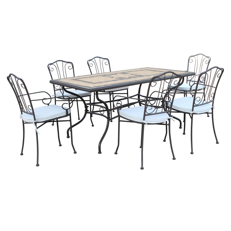 VENTUS - set tavolo in cm 160 x 90 x 74 h con 6 poltrone Ventus