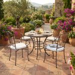 VENTUS - set tavolo in Ø 90 x 74 h con 4 poltrone Ventus