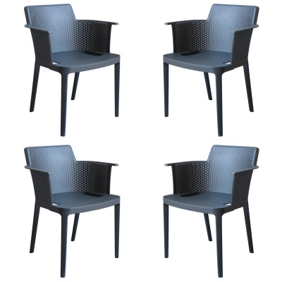MAKKA - poltrona da esterno ed interno in plastica set da 4