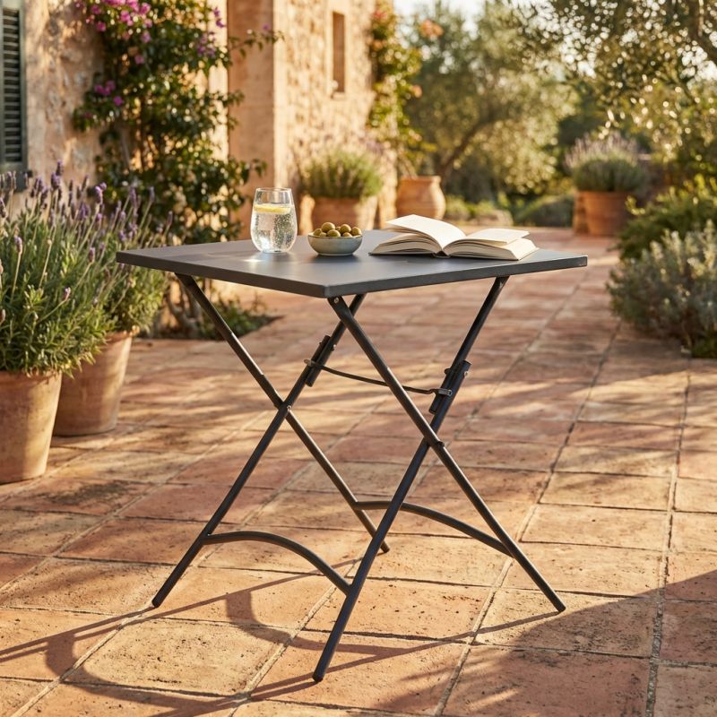 ROMANUS - tavolo da giardino quadrato pieghevole in ferro