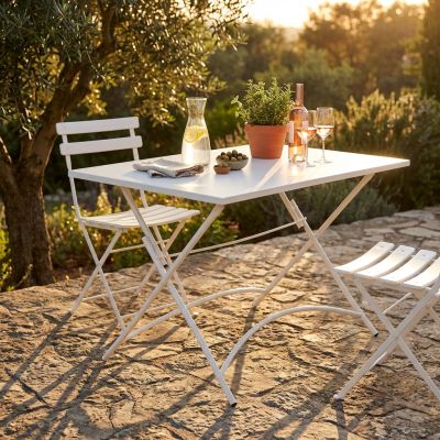 ROMANUS - tavolo in acciaio pieghevole da esterno