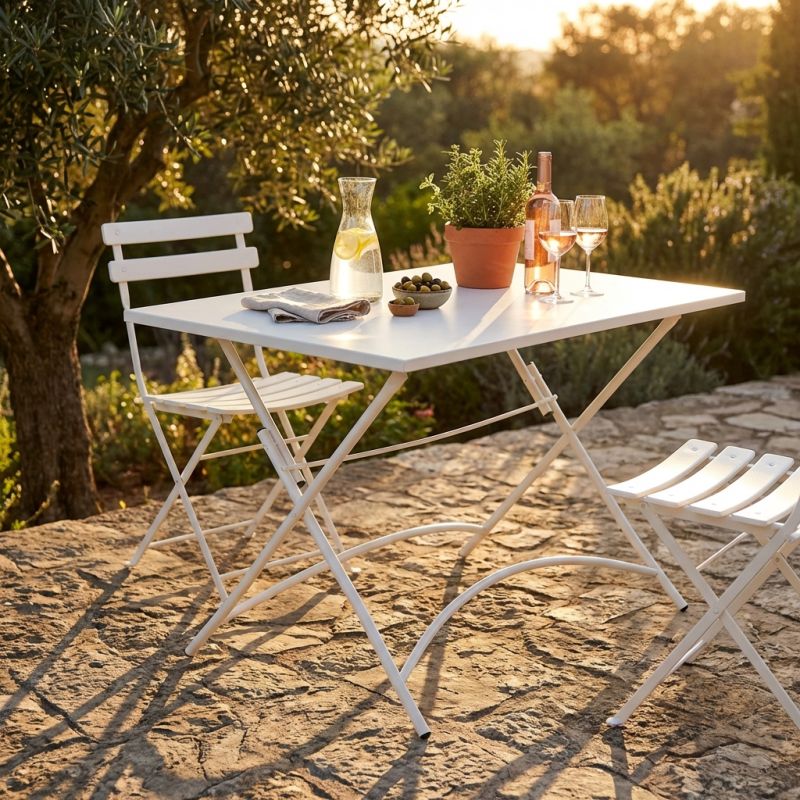 ROMANUS - tavolo in acciaio pieghevole da esterno