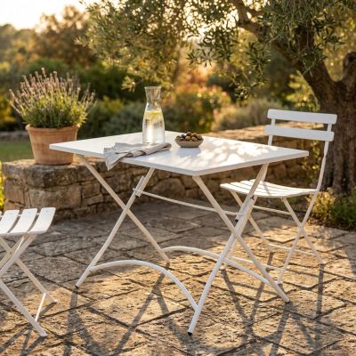 ROMANUS - tavolo in acciaio pieghevole da esterno