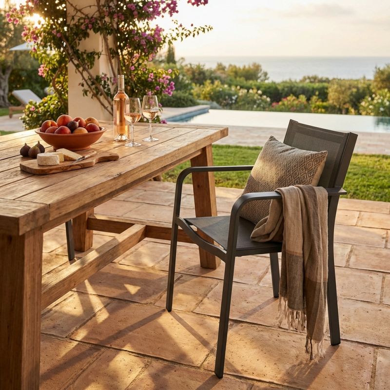 SPLENDOR - poltrona da giardino in alluminio e textilene impilabile