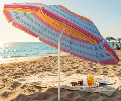 ombrellone da spiaggia tnt tondo 2 m / palo da 32 mm