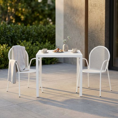 INDEX - set tavolo in alluminio cm 80 x 80 x 73h con 2 poltrone Maris