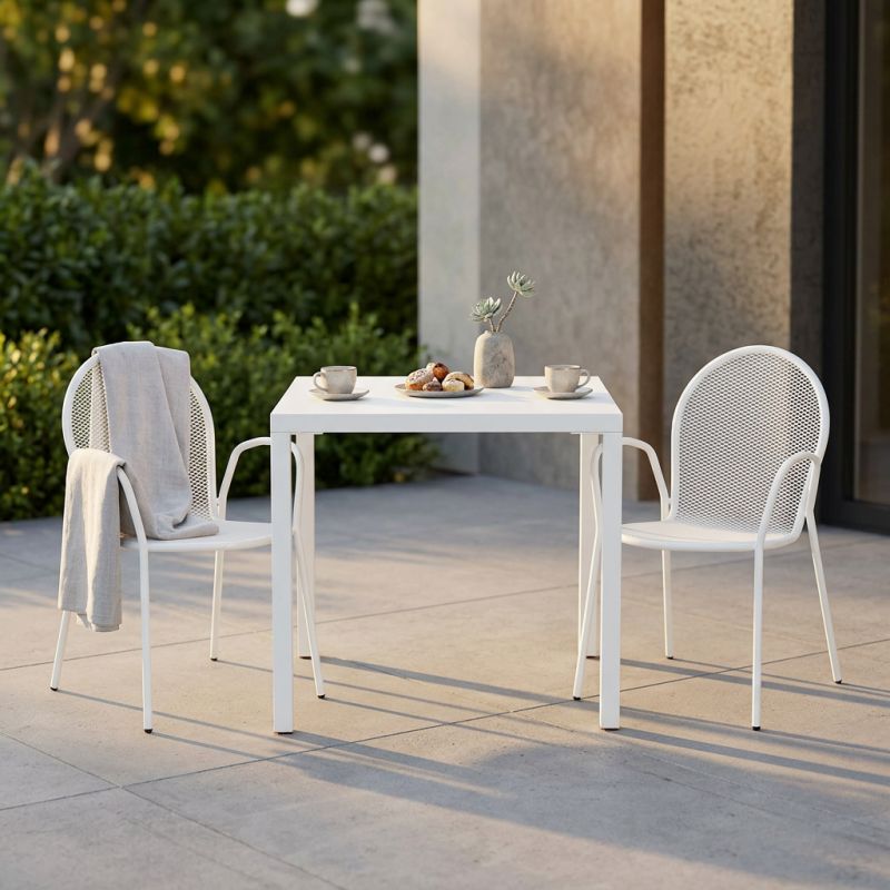 INDEX - set tavolo in alluminio cm 80 x 80 x 73h con 2 poltrone Maris