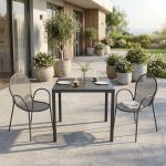 INDEX - set tavolo in alluminio cm 80 x 80 x 73h con 2 poltrone Maris