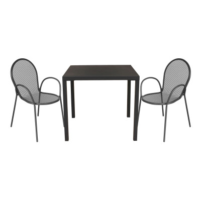 INDEX - set tavolo in alluminio cm 80 x 80 x 73h con 2 poltrone Maris
