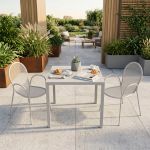 INDEX - set tavolo in alluminio cm 80 x 80 x 73h con 2 poltrone Maris