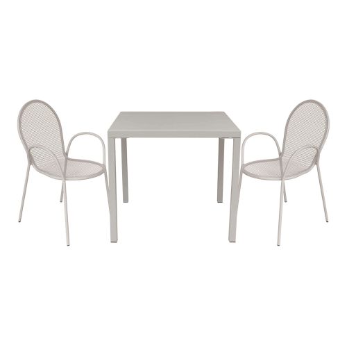 INDEX - set tavolo in alluminio cm 80 x 80 x 73h con 2 poltrone Maris