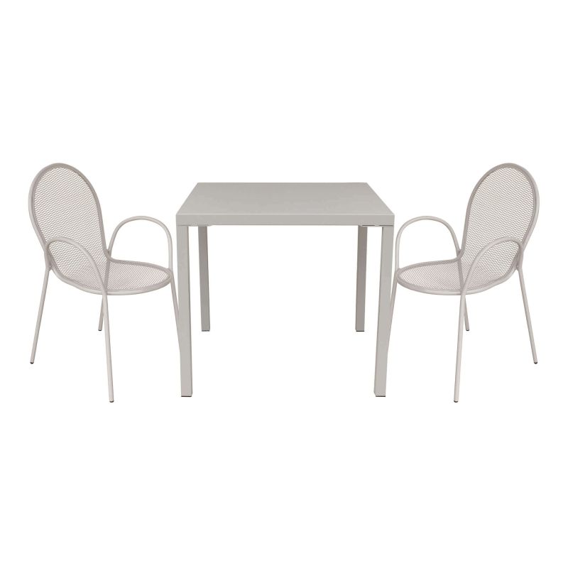 INDEX - set tavolo in alluminio cm 80 x 80 x 73h con 2 poltrone Maris