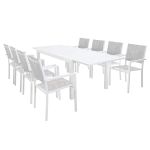 DEXTER - set tavolo in alluminio cm 160/240 x 90 x 75 h con 8 poltrone Venus
