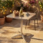 JAMESON - tavolo quadrato a colonna in acciaio e alluminio waterproof