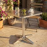 JAMESON - tavolo quadrato a colonna in acciaio e alluminio waterproof