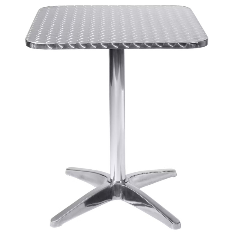tavolo quadrato a colonna in acciaio e alluminio waterproof