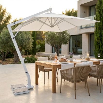 VICTOR - ombrellone da giardino decentrato metallo 3 x 3 m