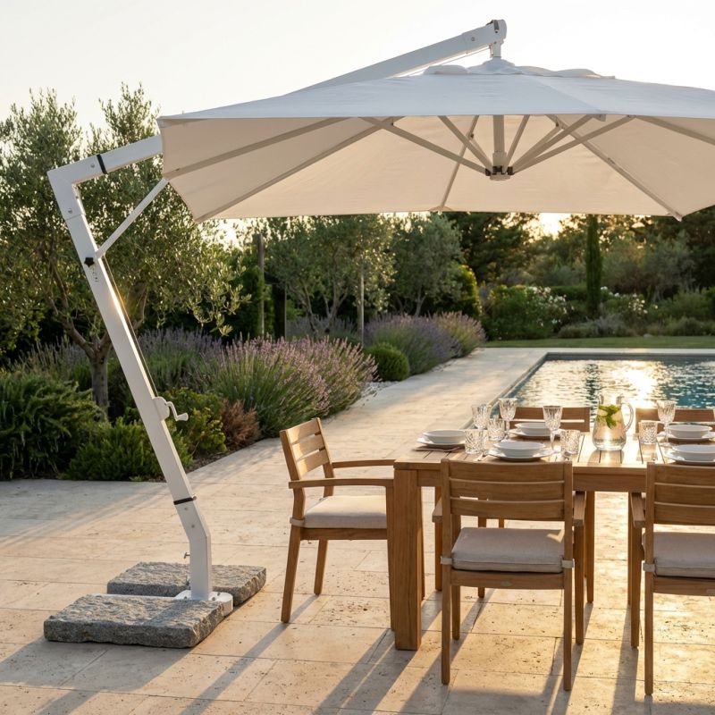 VICTOR - ombrellone da giardino decentrato metallo 3 x 4 m