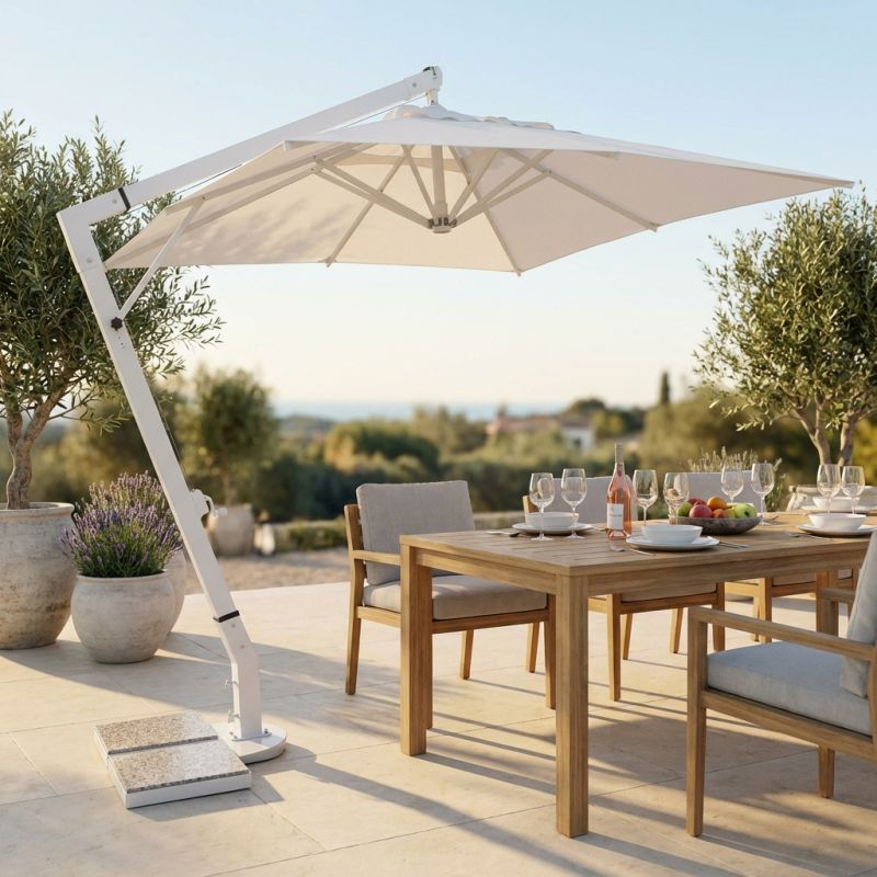 VICTOR - ombrellone da giardino decentrato metallo 3 x 4 m