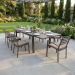 DEXTER - set tavolo in alluminio cm 200/300 x 100 x 74 h con 6 sedie e 2 poltrone Dexter